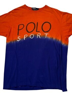 Vintage Polo Sport Ralph Lauren Blue / Orange T Shirt (Size L)